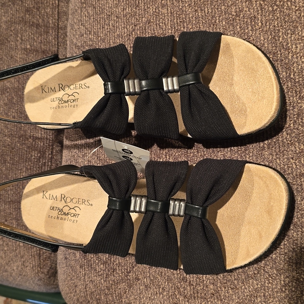 KIM ROGERS BRAND WOMEN'S BLACK ULTRA COMFORT SANDALS SIZE 7